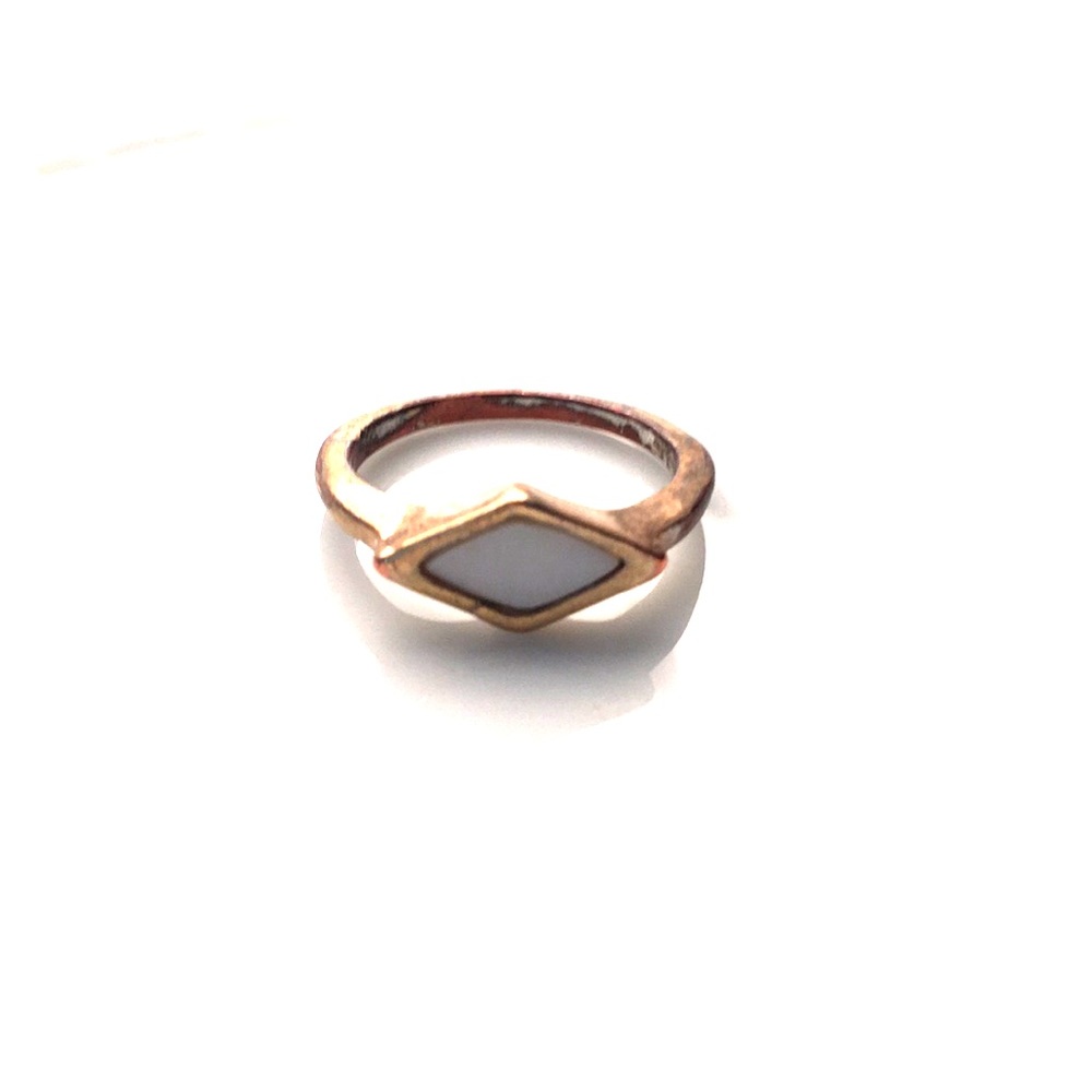Gold and pearl geometric ring